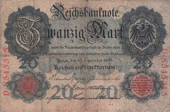20 Mark 1909 ro.37 S/D